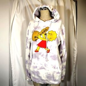Simpson TAG tie-dyed hoodie, women, lavender/white Marge with the sax, Pockets,S